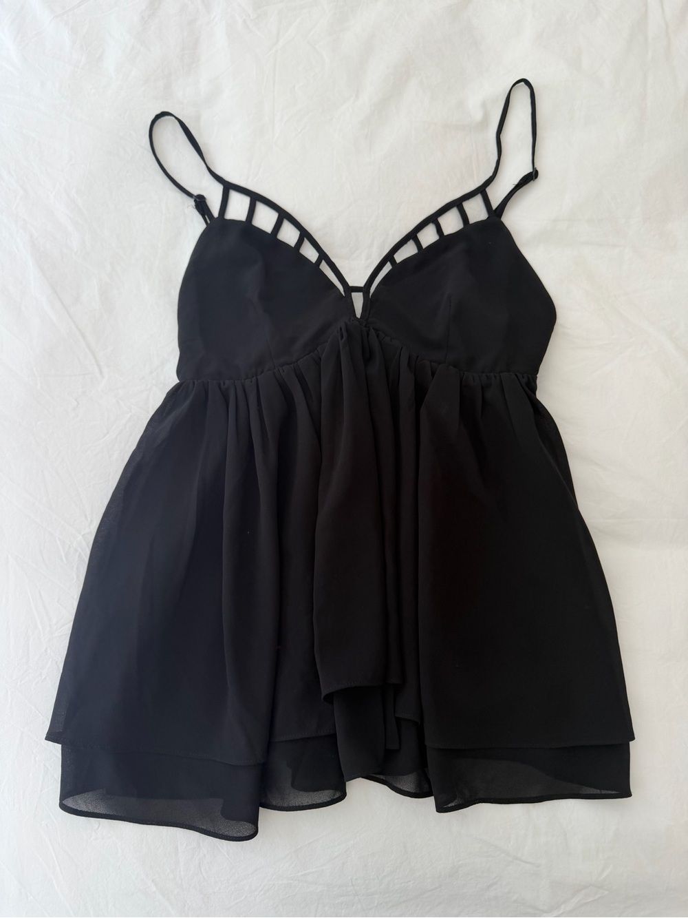 Black Strappy Chiffon Cami Top